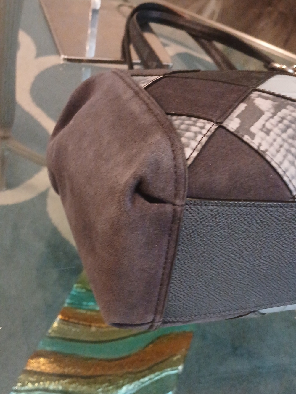 Coach Brooke Carryall Patchwork Leather & Suede Shoulder Bag - Picture 9 of 13